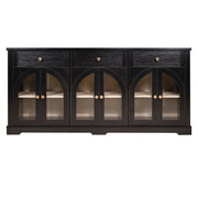 Sideboard Cabinet With 3 Drawers And 6 Arched Glass Doors