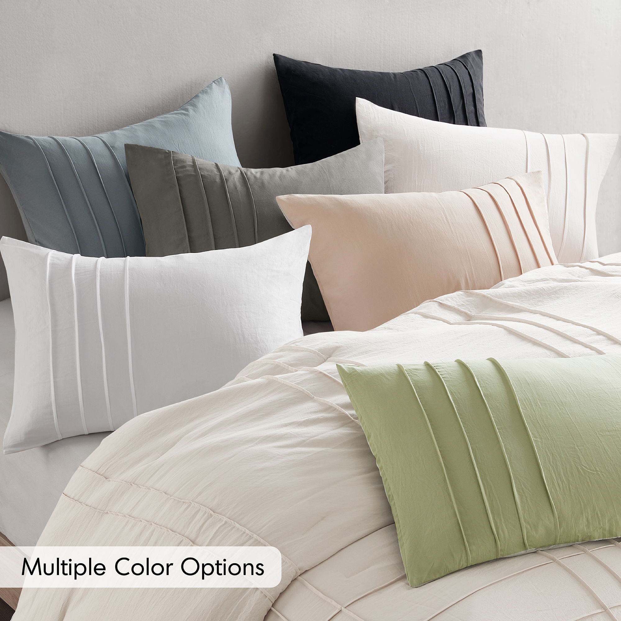 Porter - Twin/Twin Long Soft Washed Pleated Comforter Set - Blue/Gray
