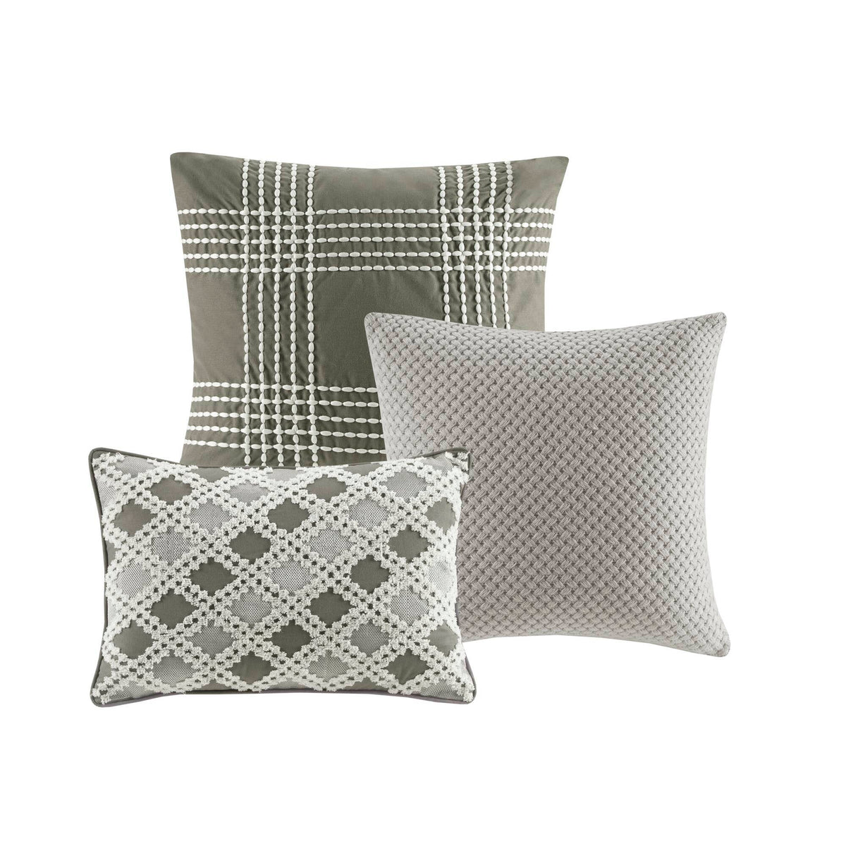 Essence - King 9 Piece Clip Comforter Set - Gray