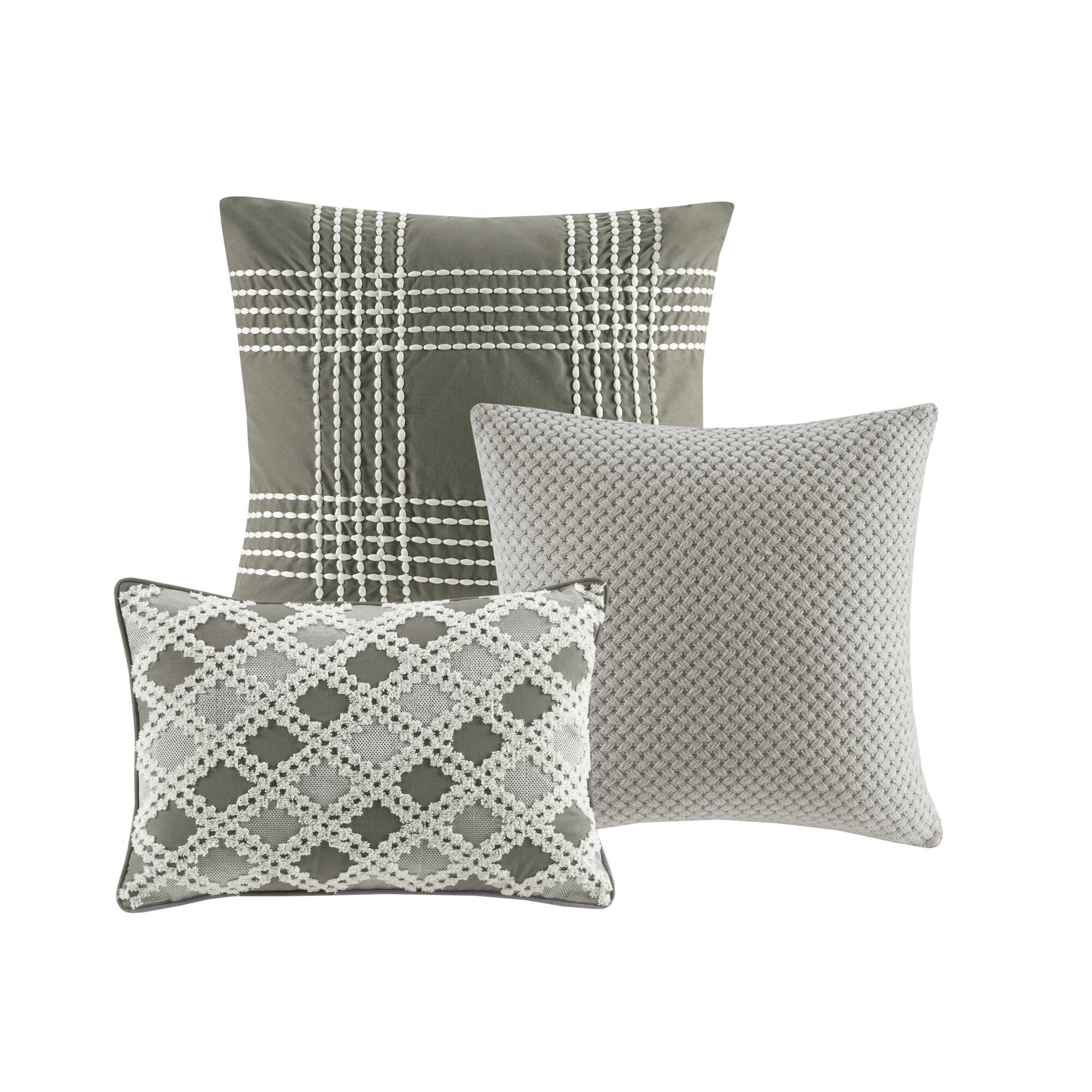 Essence - Queen 8 Piece Clip Comforter Set - Gray