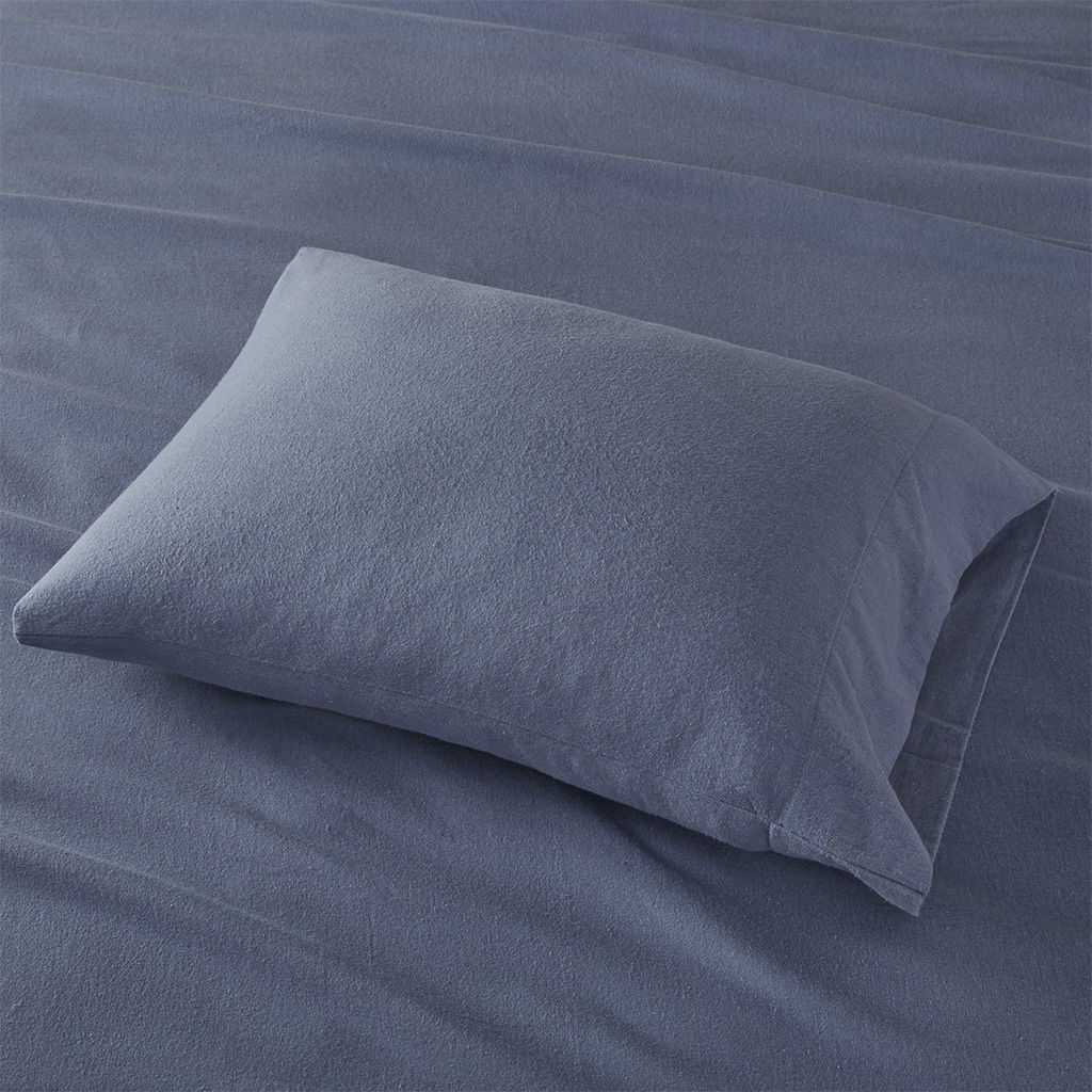Cozy Flannel - Queen Sheet Set - Blue Solid