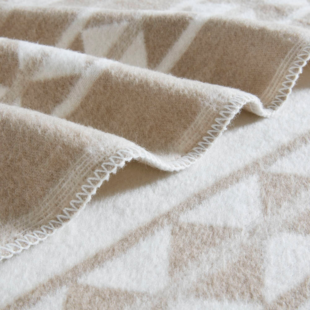 Alberta - Twin Cotton Blend Blanket - Ivory Stripe