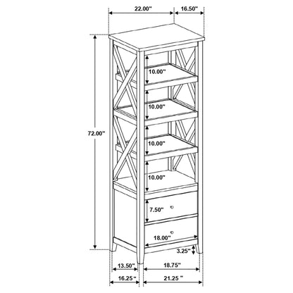 Delaney - 4 Shelf Bookcase With Top Storage Tower - White