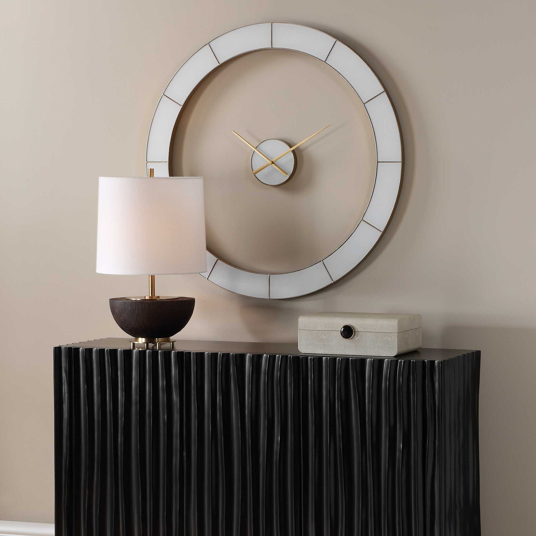 Ivory Halo - Minimalist Wall Clock - Gold / White