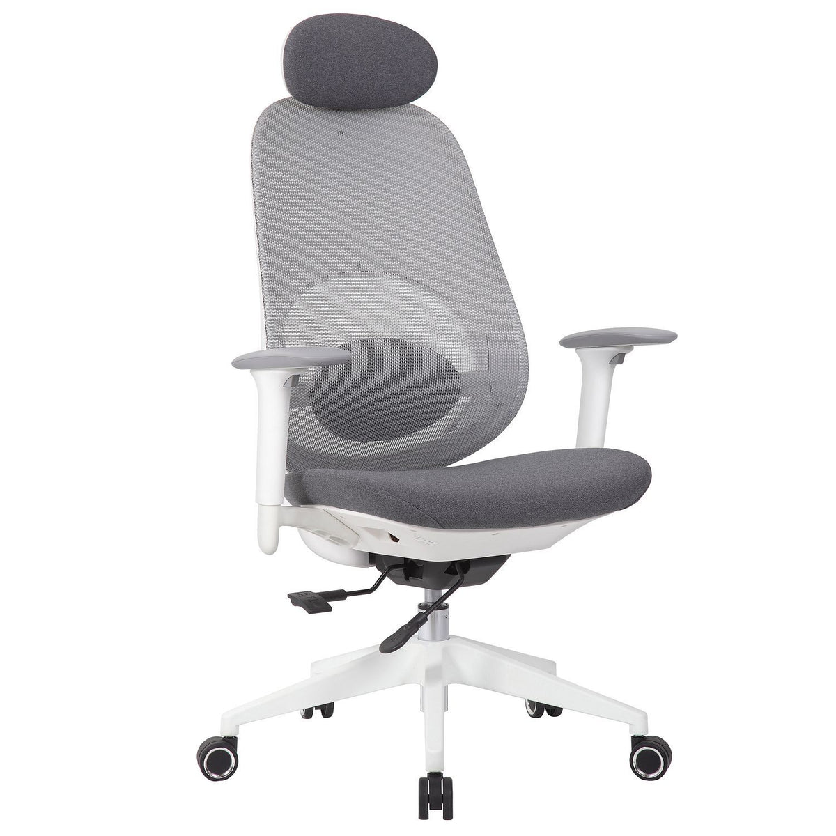 Office High Back Swivel Desk Chair With Height Adjustable Backrest, 3 Tilt Lock & Rotatable Headrest - Milk White