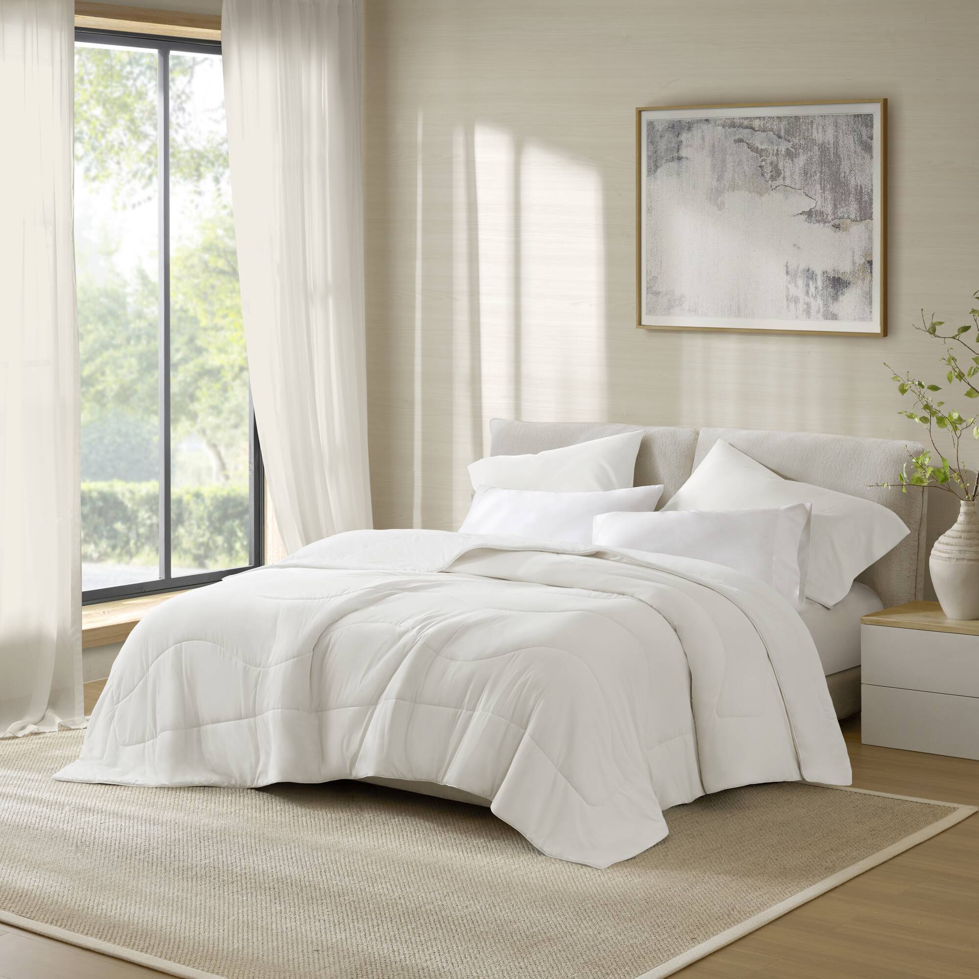 King/California King Reversible Tencel Comforter Blanket - White