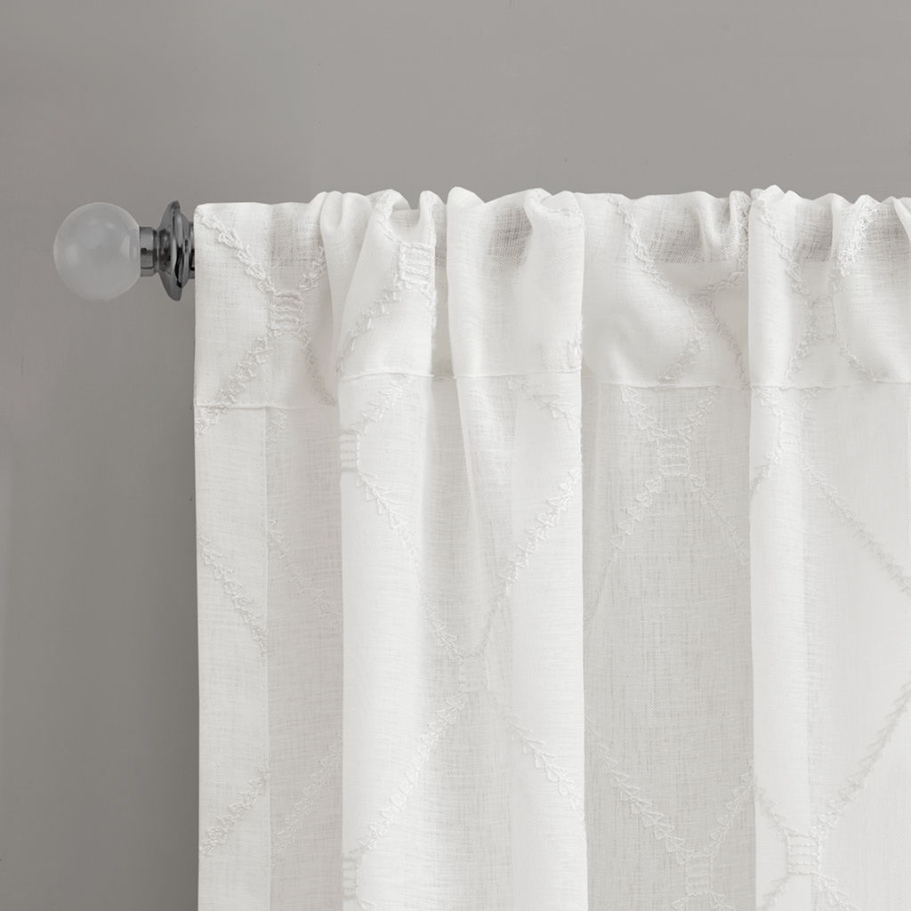 Irina - 95" Diamond Sheer Window Curtain - White