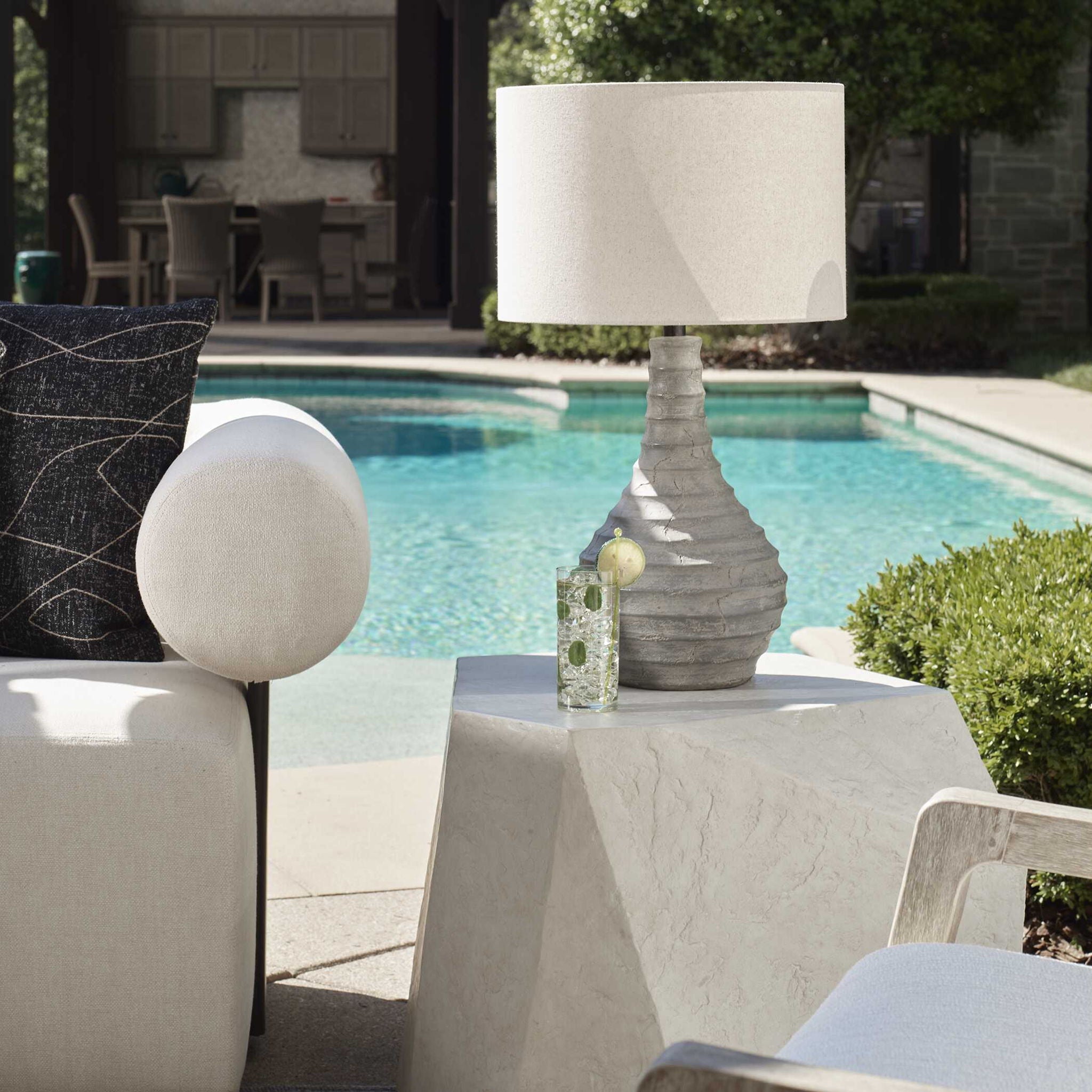 Stratum - Rustic Outdoor Table Lamp - Gray