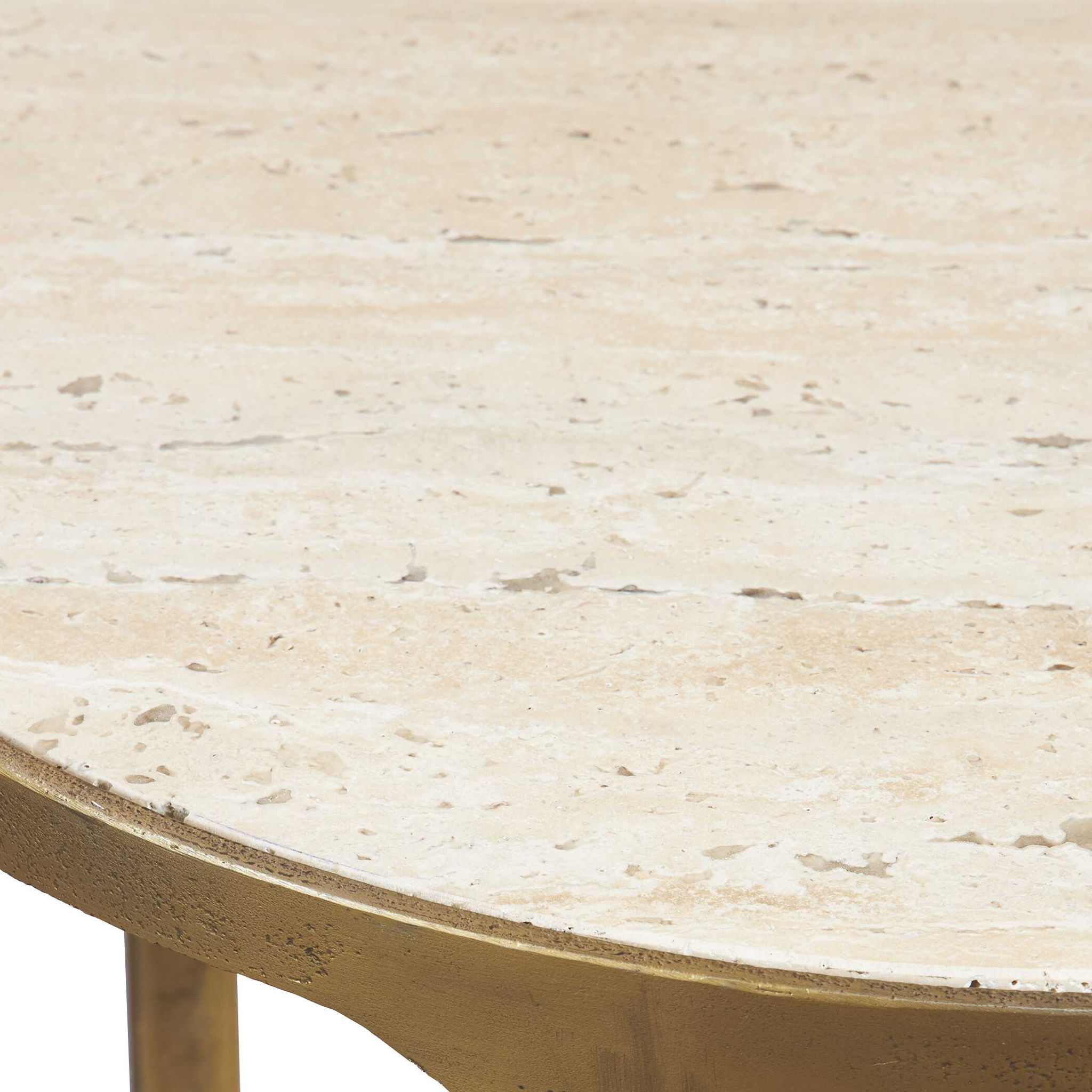 Clench - Brass Side Table - Beige