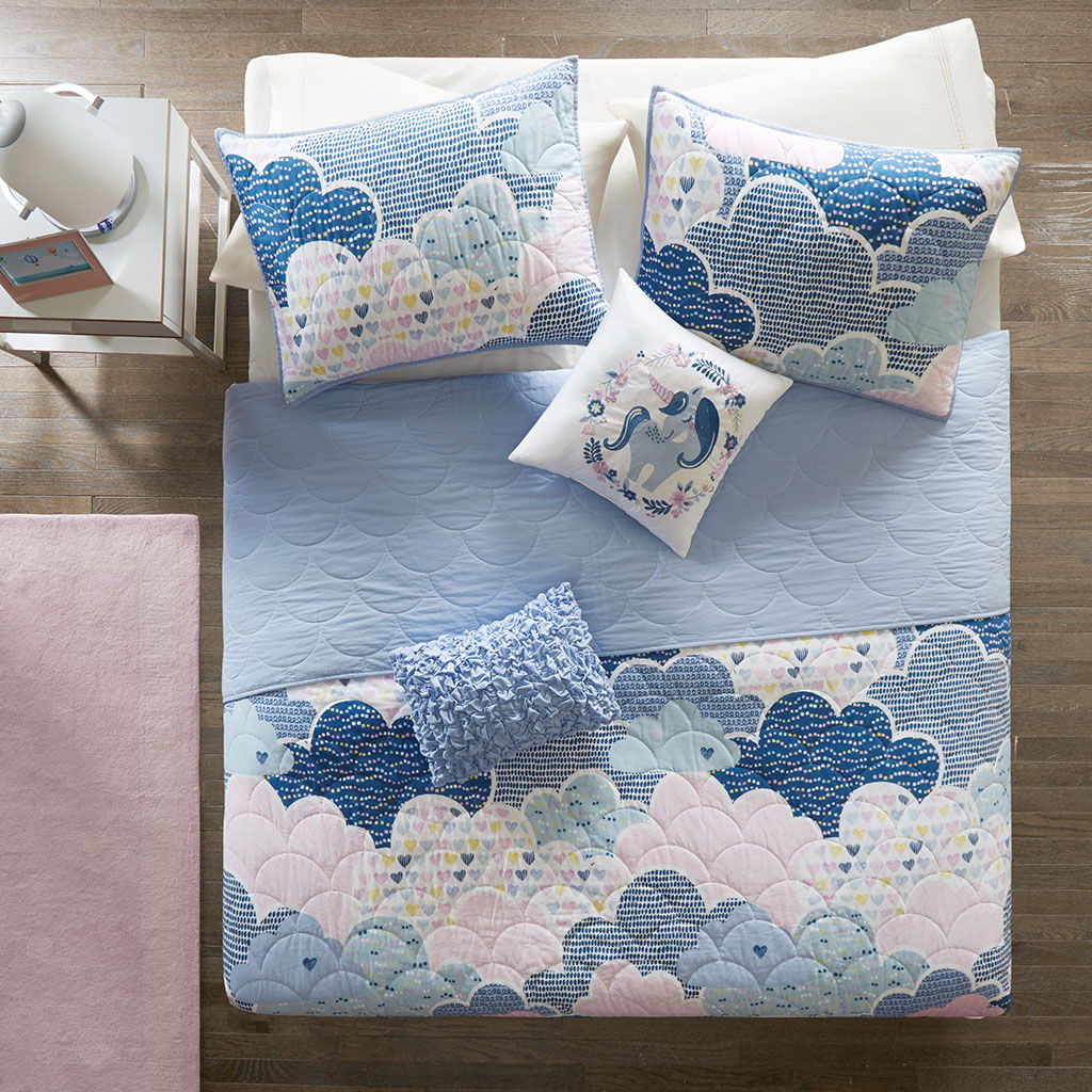 Cloud - Reversible Coverlet Cotton Set - Blue
