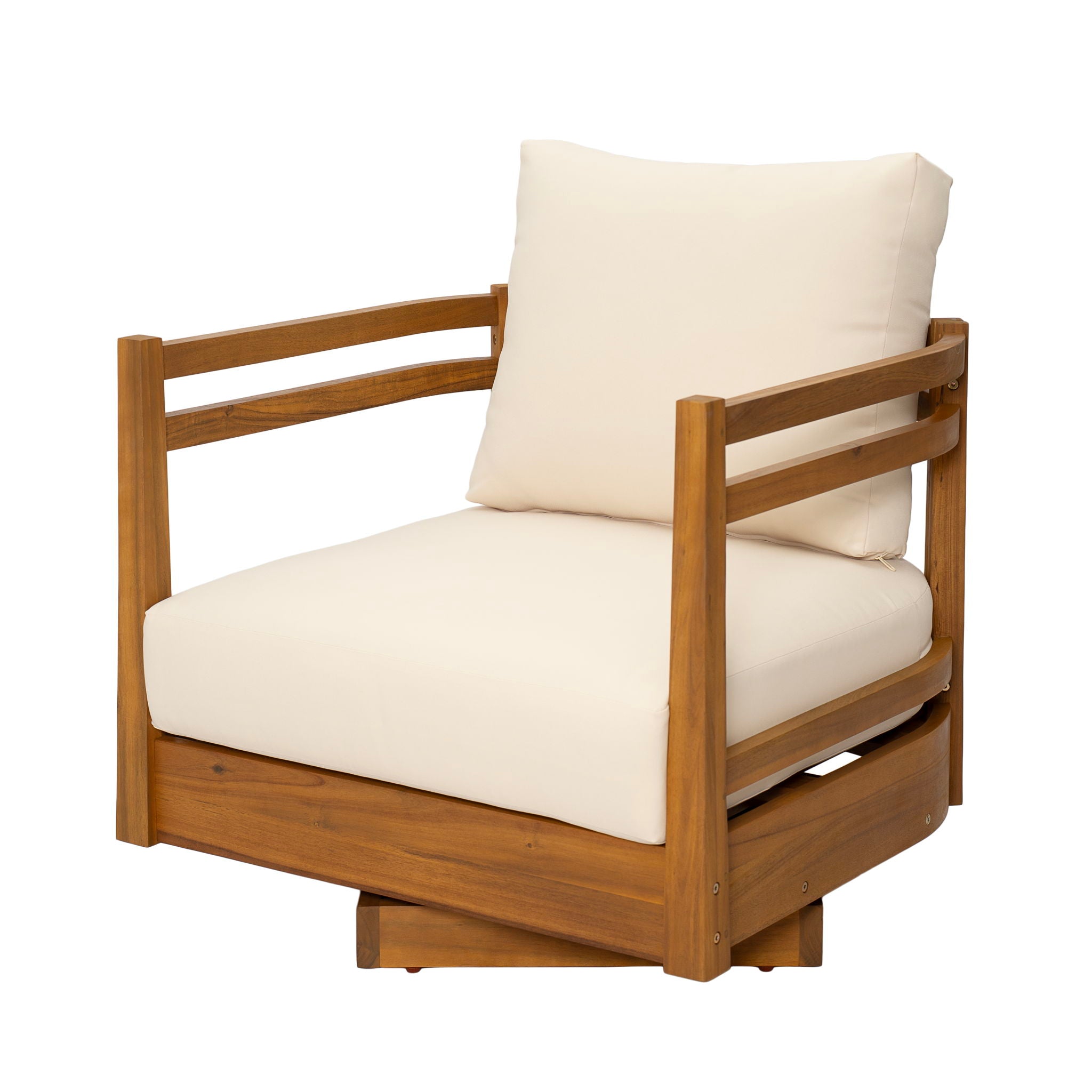 Outdoor Smooth Swivel Chair With Cushions