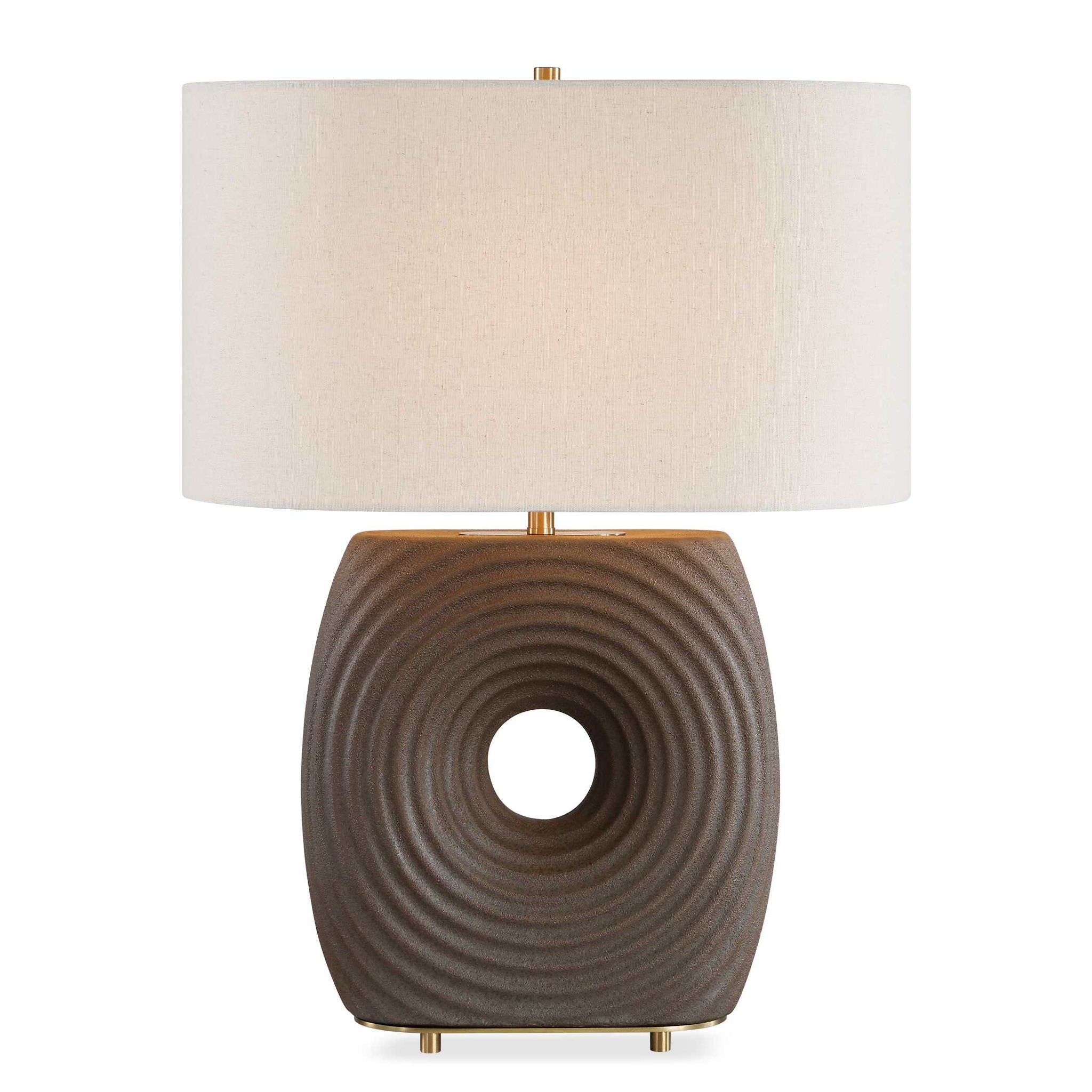 Geno - Concentric Ribbed Table Lamp - Brown