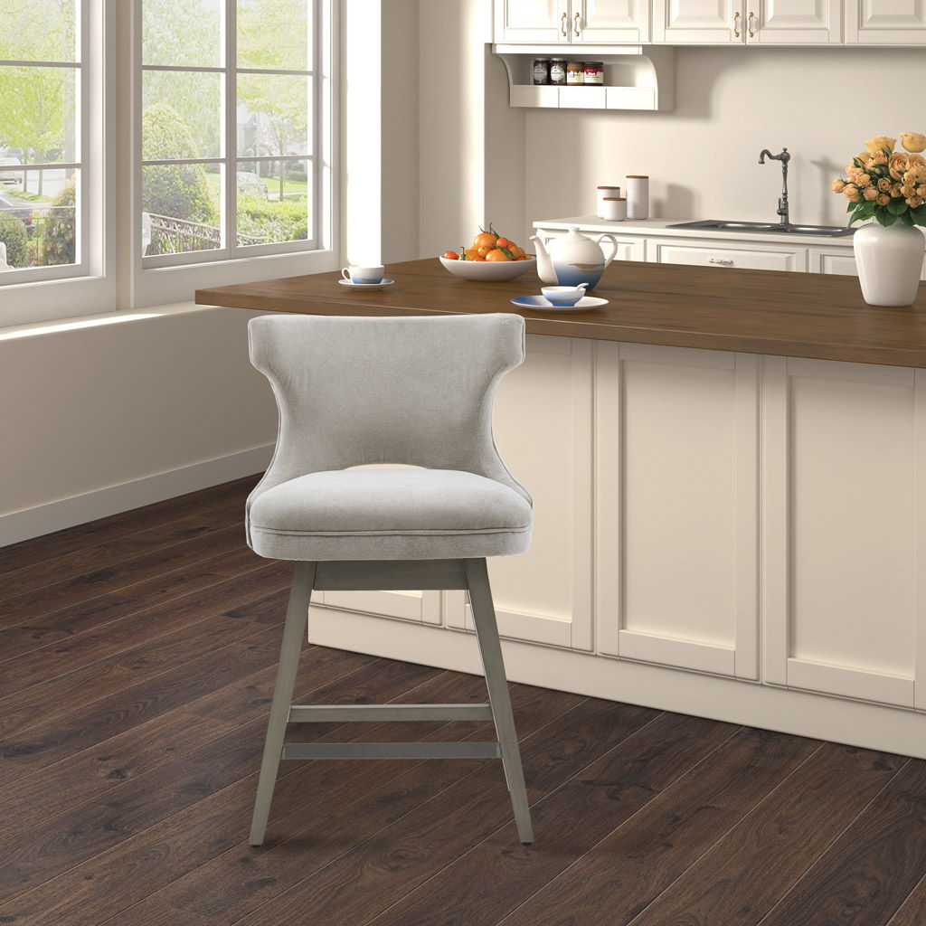 Emmett - 25.75" Swivel Counter Stool - Light Gray