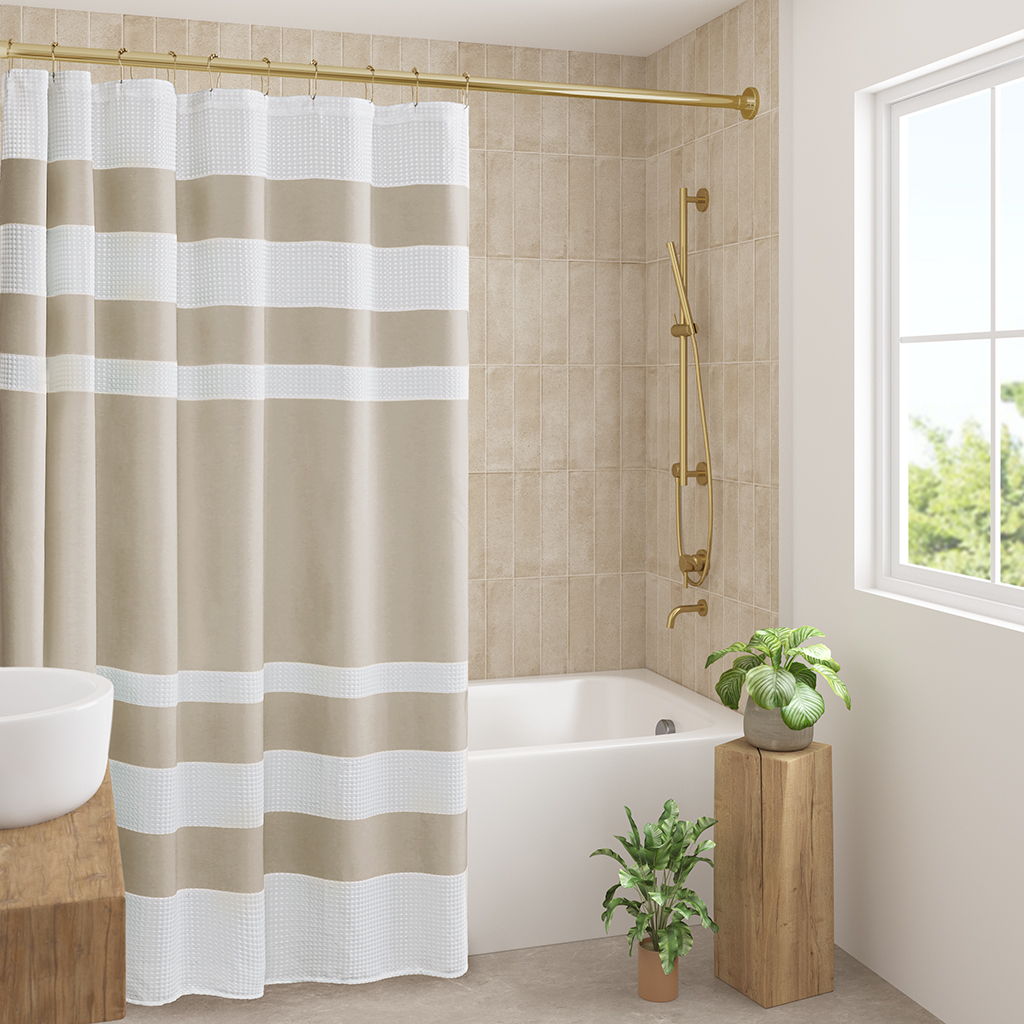 Spa Waffle - 72" Shower Curtain With 3M Treatment - Taupe