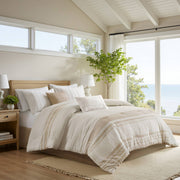Morgan - 6 Piece Queen Cotton Jacquard Oversized Comforter Set - Ivory / Taupe