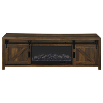 Enfield - 71" TV Stand Fireplace Media Console - Dark Pine