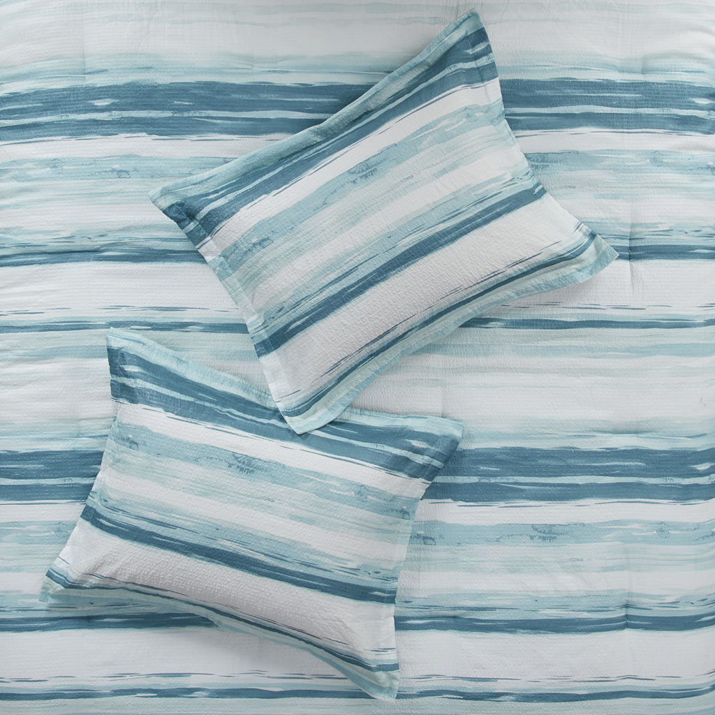 Marina - 8 Piece Printed Comforter And Coverlet Set Collection - Aqua