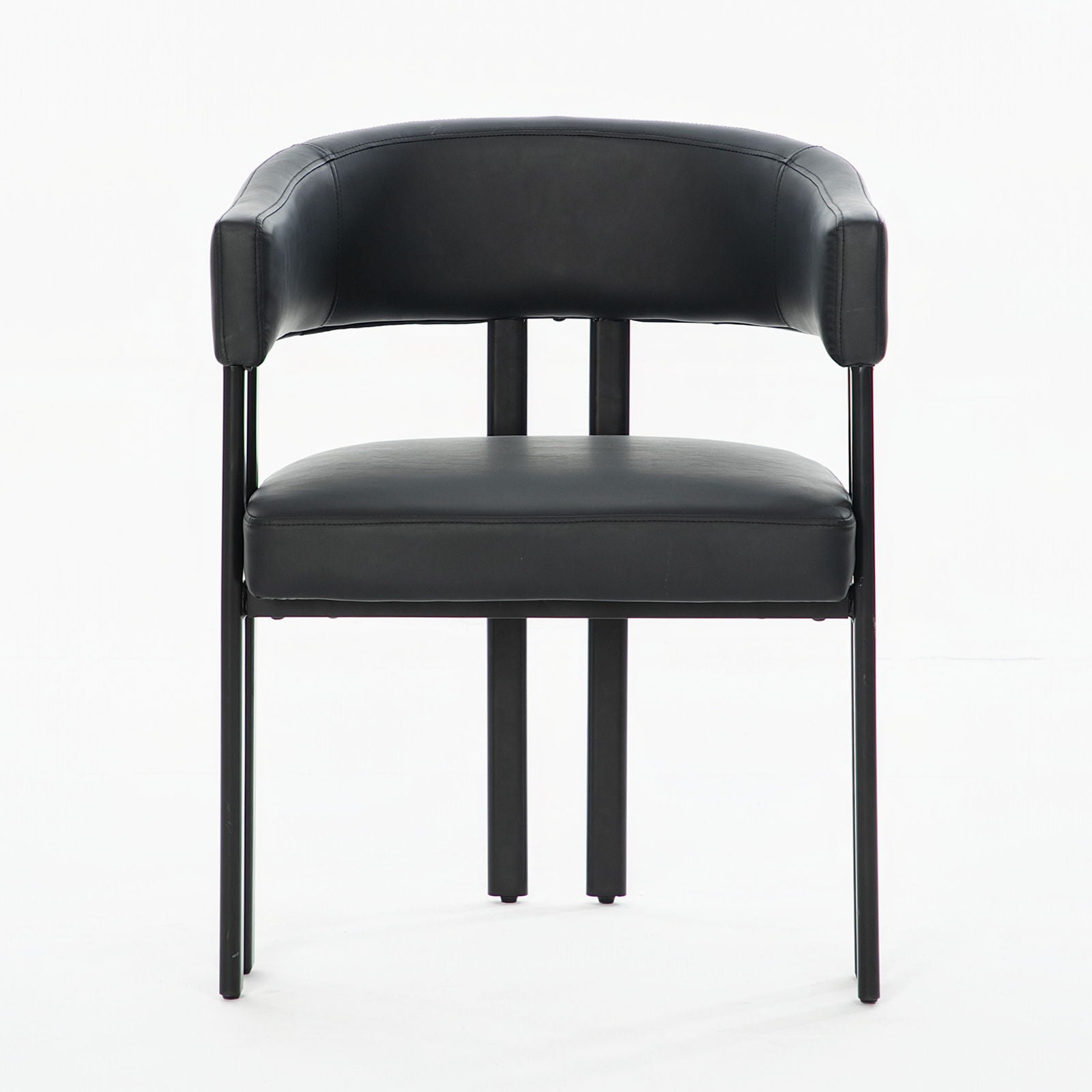 Modern Dining Upholstered Barrel Chair With Curved Back And Armrests