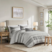 Rhodes - 4 Piece Stripe Comforter Set With Throw Pillow - Gray / Multi