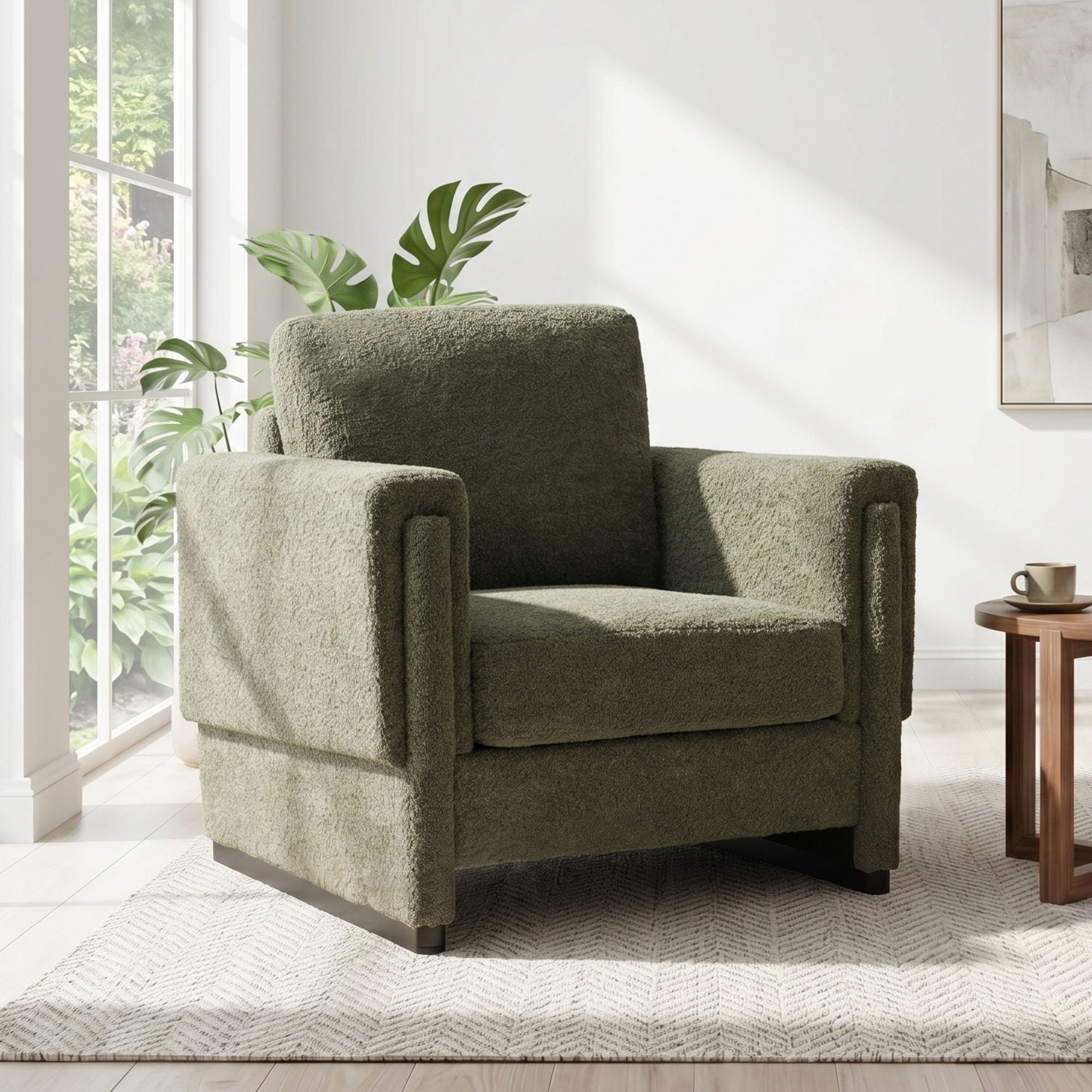 Upholstered Accent Armchair With Square Arm