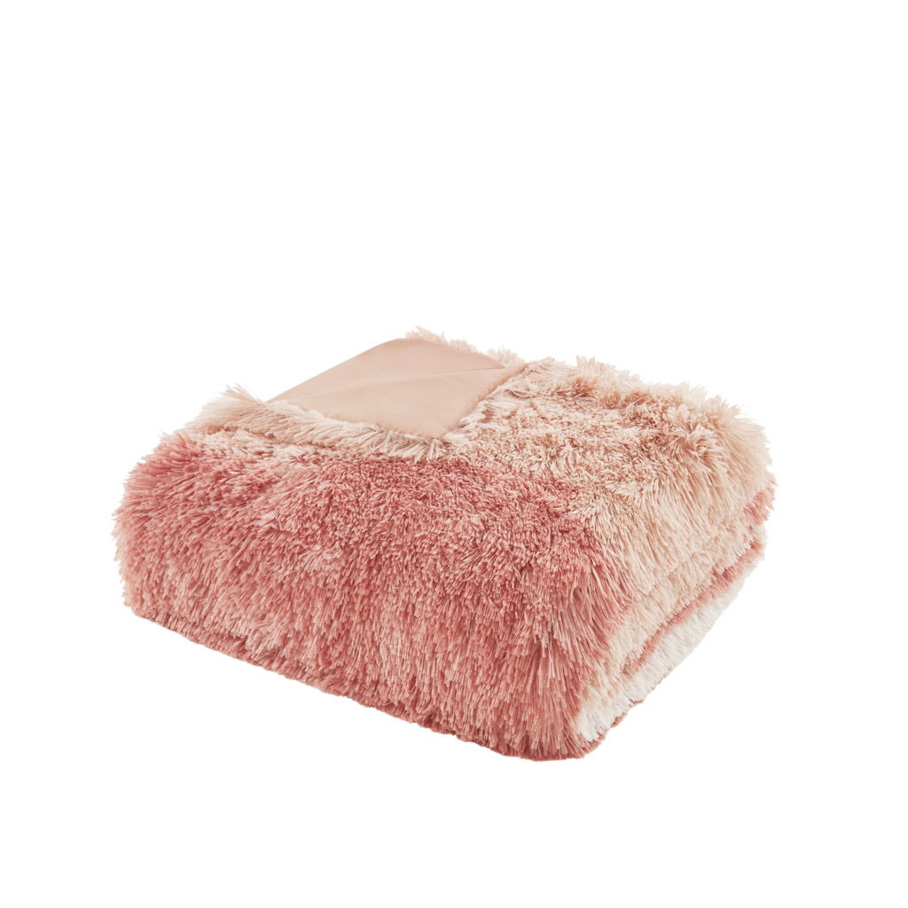 Cassie - Ombre Shaggy Faux Fur Duvet Cover Set - Blush Multi