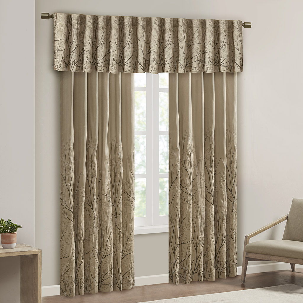 Andora - Embroidered Window Valance - Tan