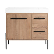36" Freestanding Bathroom Vanity With Sink, Soft Close Doors & 2 Drawers - Imitative Oak