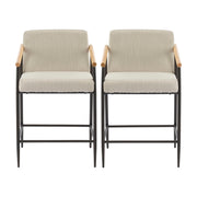 Mid Century Modern Counter Stool Set With Iron Frame