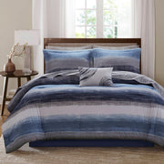 Saben - Queen 9 Piece Comforter Set With Bed Sheets - Navy