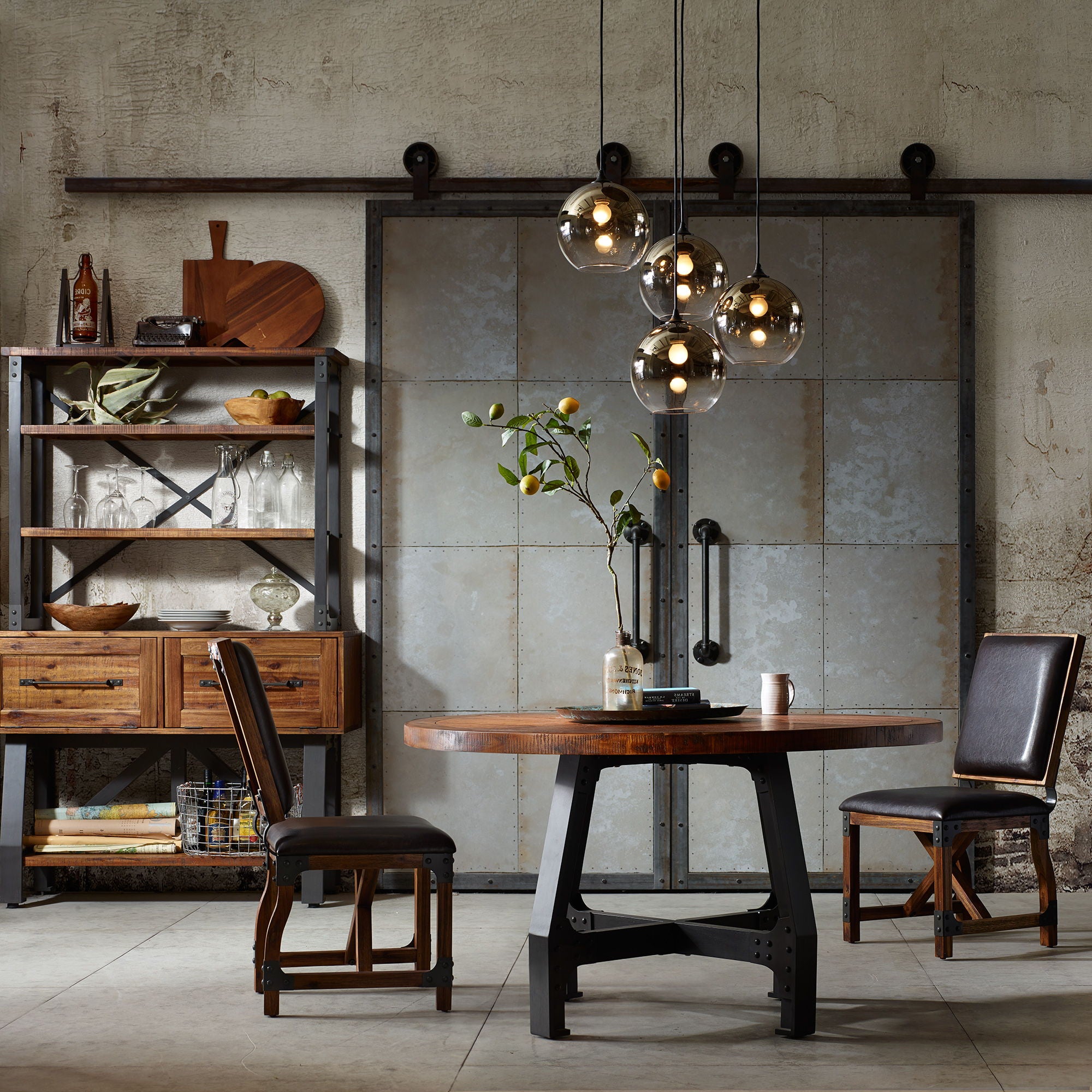 Lancaster - 3-Piece Round Dining Set - Amber / Graphite