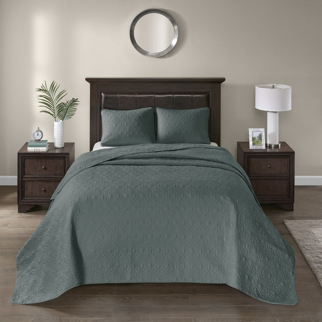 Quebec - 3 Piece King Reversible Bedspread Set - Balsam Green