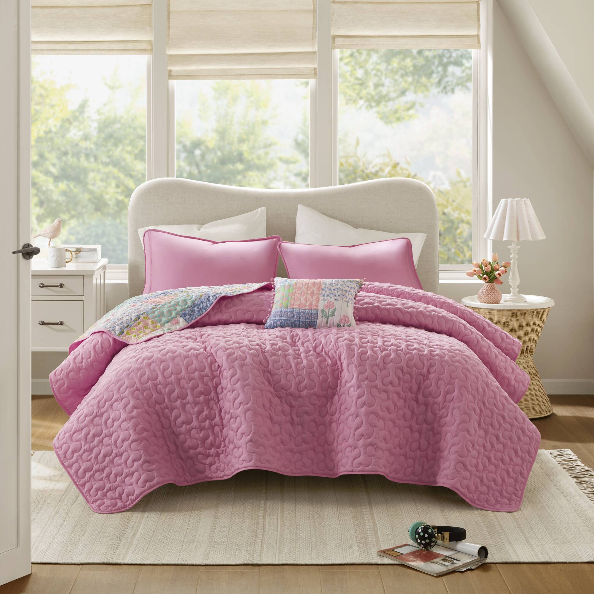 Nellie - Full/Queen 4 Piece Quilt Set - Pink