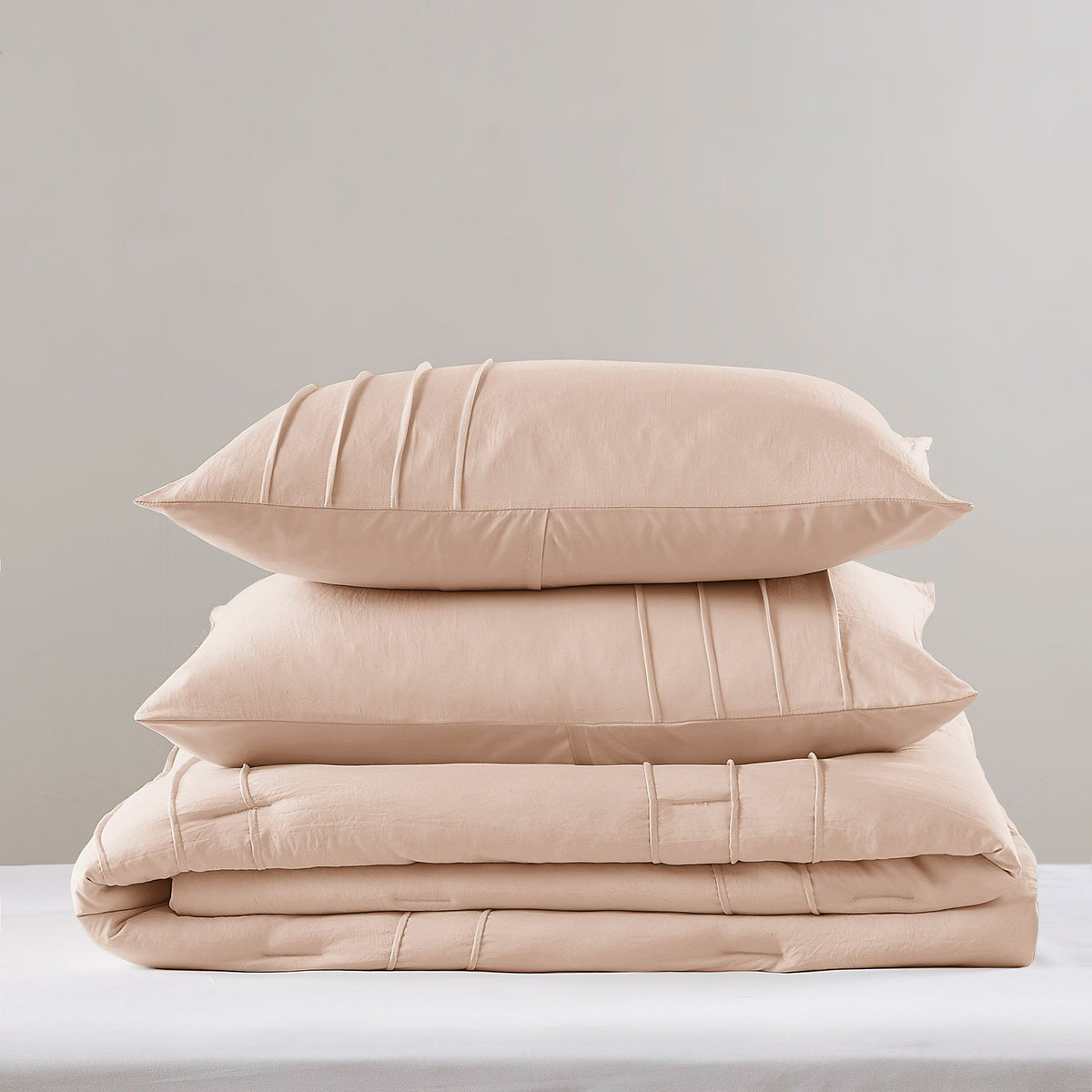 Porter - Queen Soft Washed Pleated Comforter Set - Blush