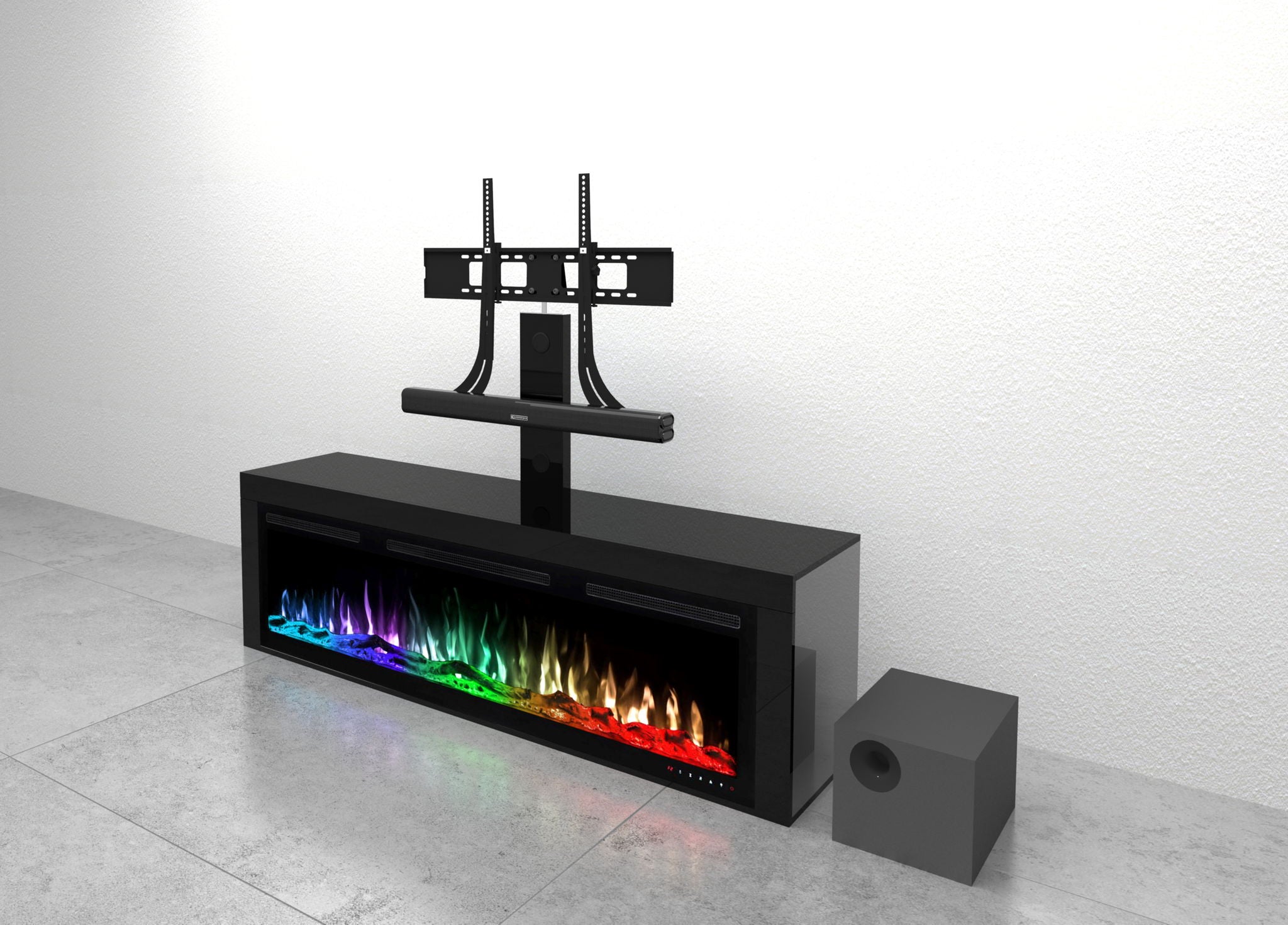 Fireplace TV Stand With Sound System For 75-80" TV's - Black