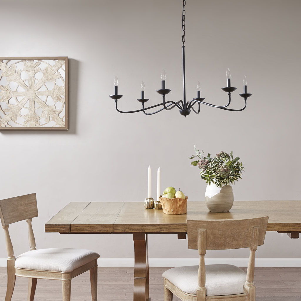 Brighton - 6-Light Farmhouse Chandelier - Matte Black