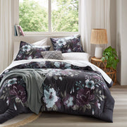Jolene - 3 Piece Full/Queen Printed Comforter Set - Dark Gray/Plum