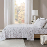 Cozy Cotton Flannel - California King Printed Sheet Set - White Tossed Botanical