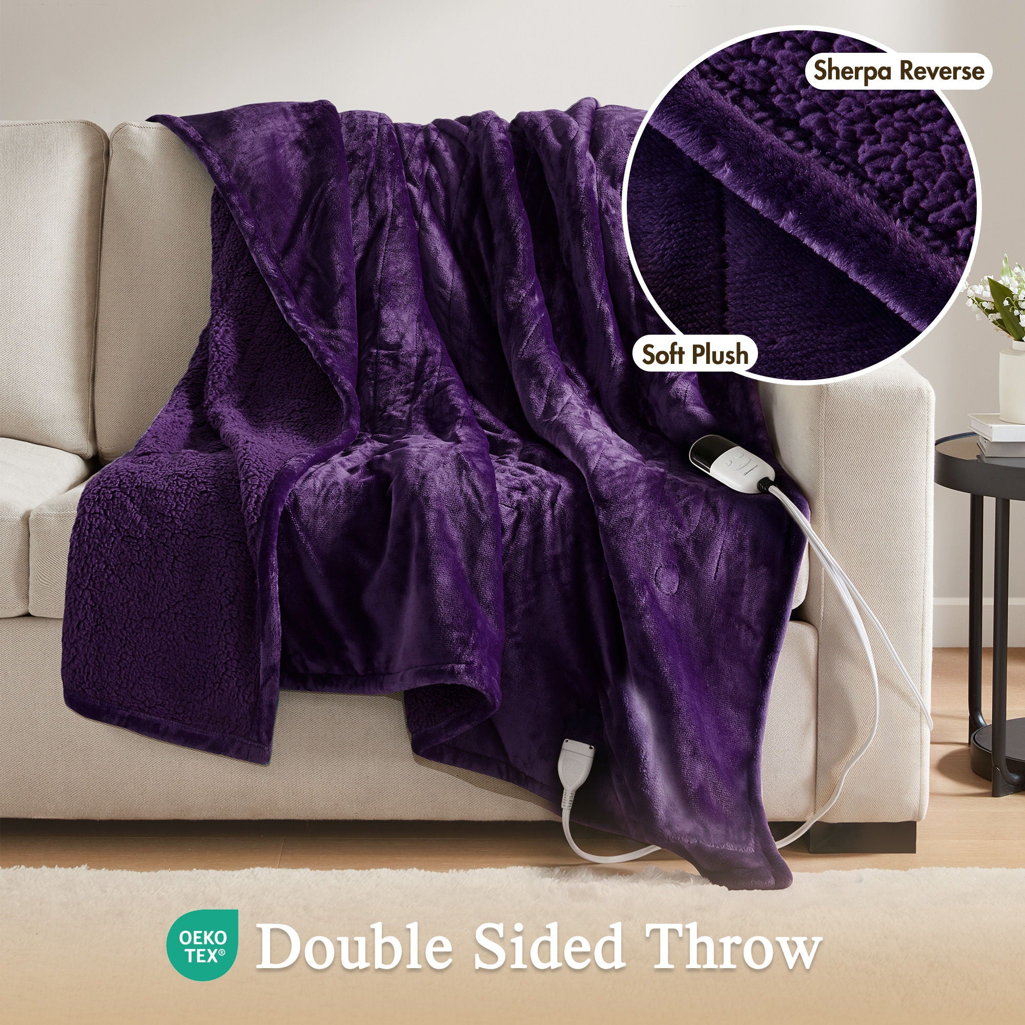 Heated Microlight to Berber - Throw - Purple