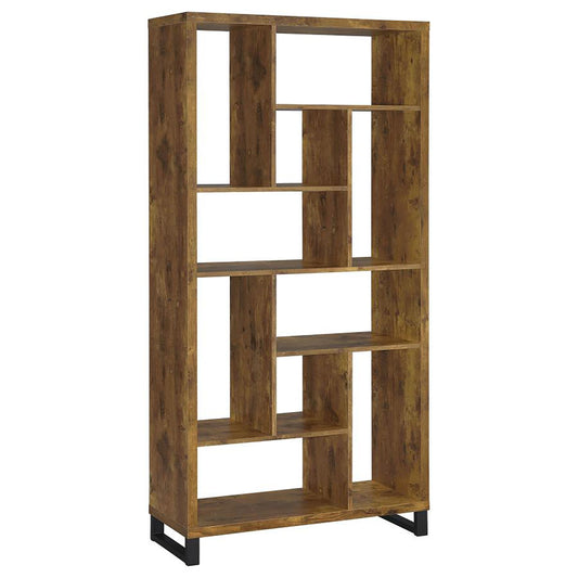 6 Tier Rectangular Bookcase With Accents - Brown