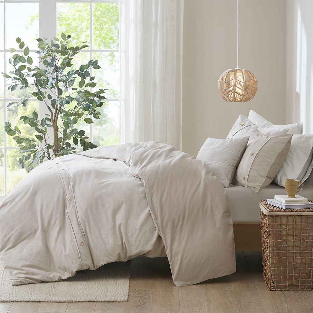 Dover - King 5 Piece Organic Oversized Comforter Cover Set W / removable Insert - Natural