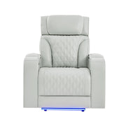 Julian - Power Recliner With Power Headrest And LED Lighting - Silver