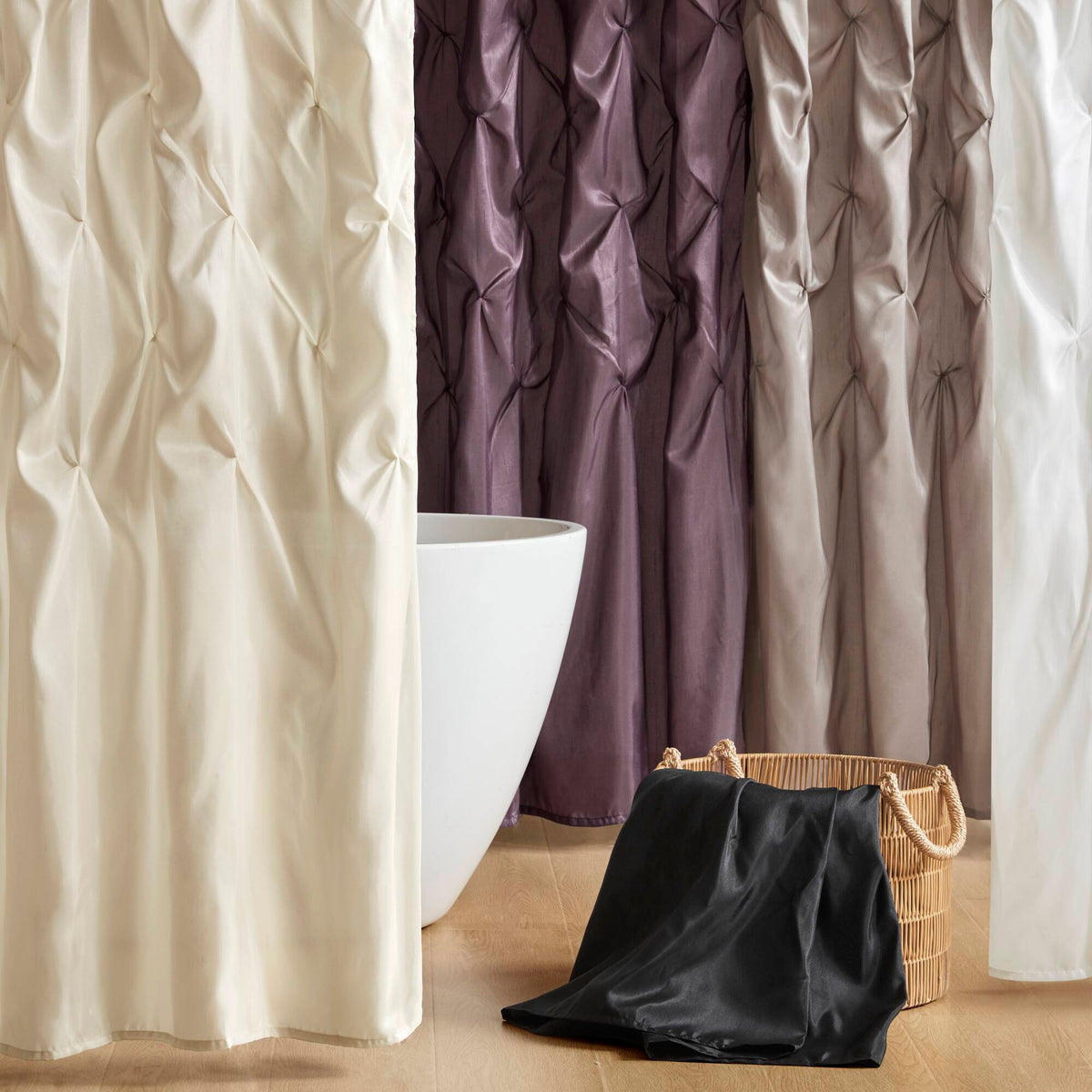 Laurel - Tufted Semi-Sheer Shower Curtain - White