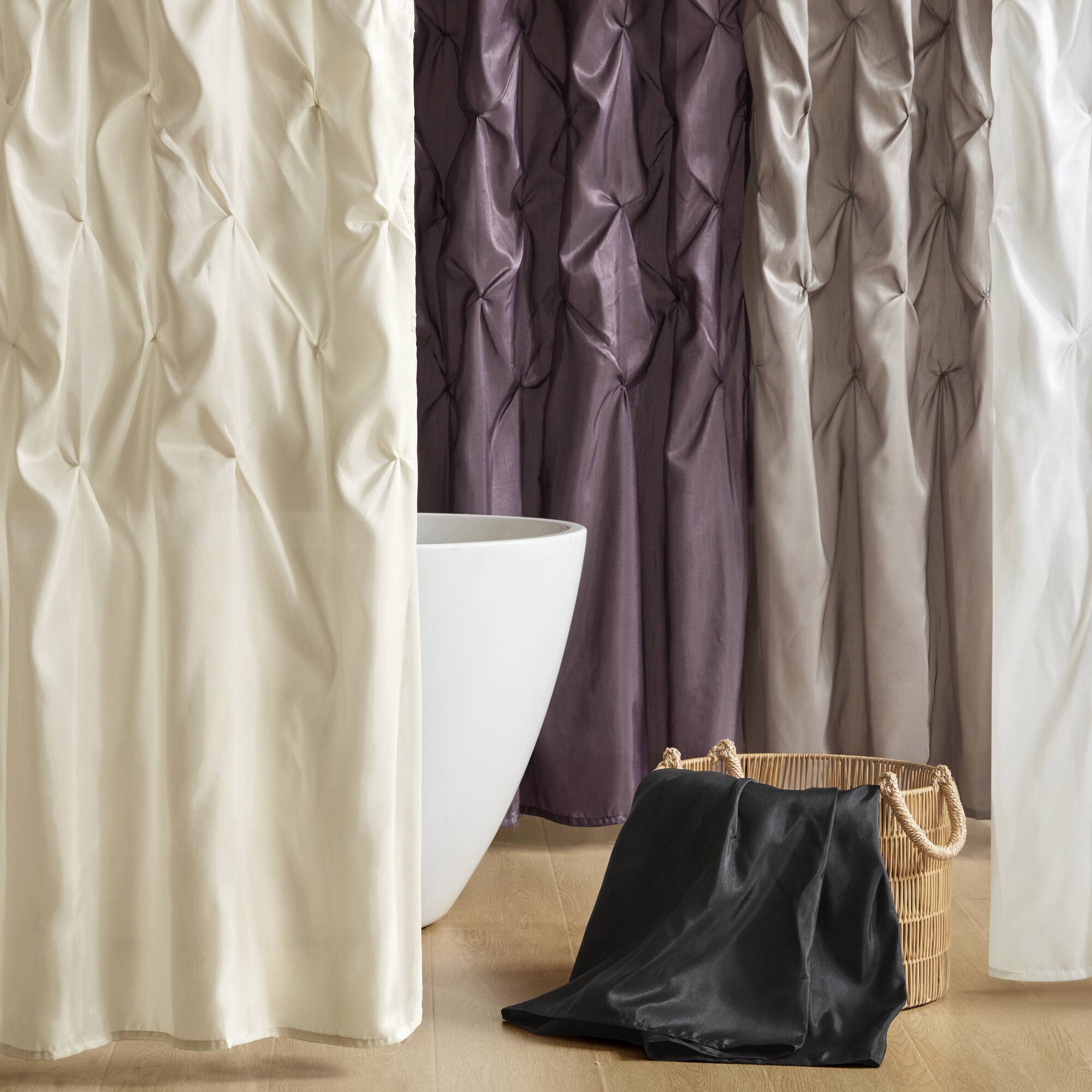 Laurel - Tufted Semi-Sheer Shower Curtain - Plum