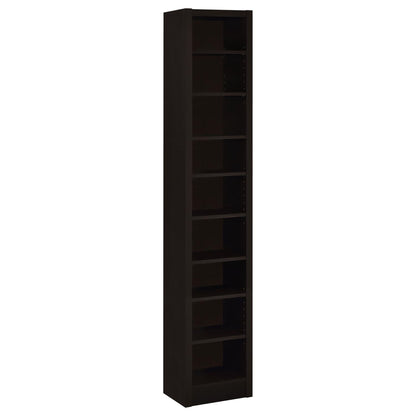 Rectangular Bookcase Tall Slim Storage With 9 Shelves - Brown