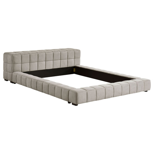 Kinsley - Upholstered Full Platform Bed With Low Profile And Tufted Headboard - Taupe
