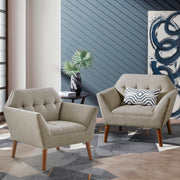 Newport - Wide Mid-Century Modern Lounge Chair (Set of 2) - Light Gray