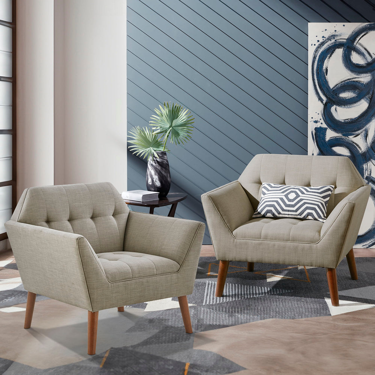 Newport - Wide Mid-Century Modern Lounge Chair (Set of 2) - Light Gray
