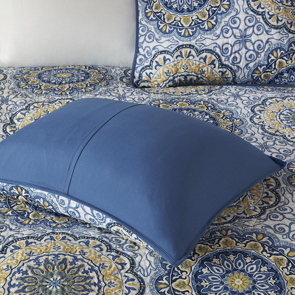 Tangiers - King 6 Piece Reversible Coverlet Set - Blue