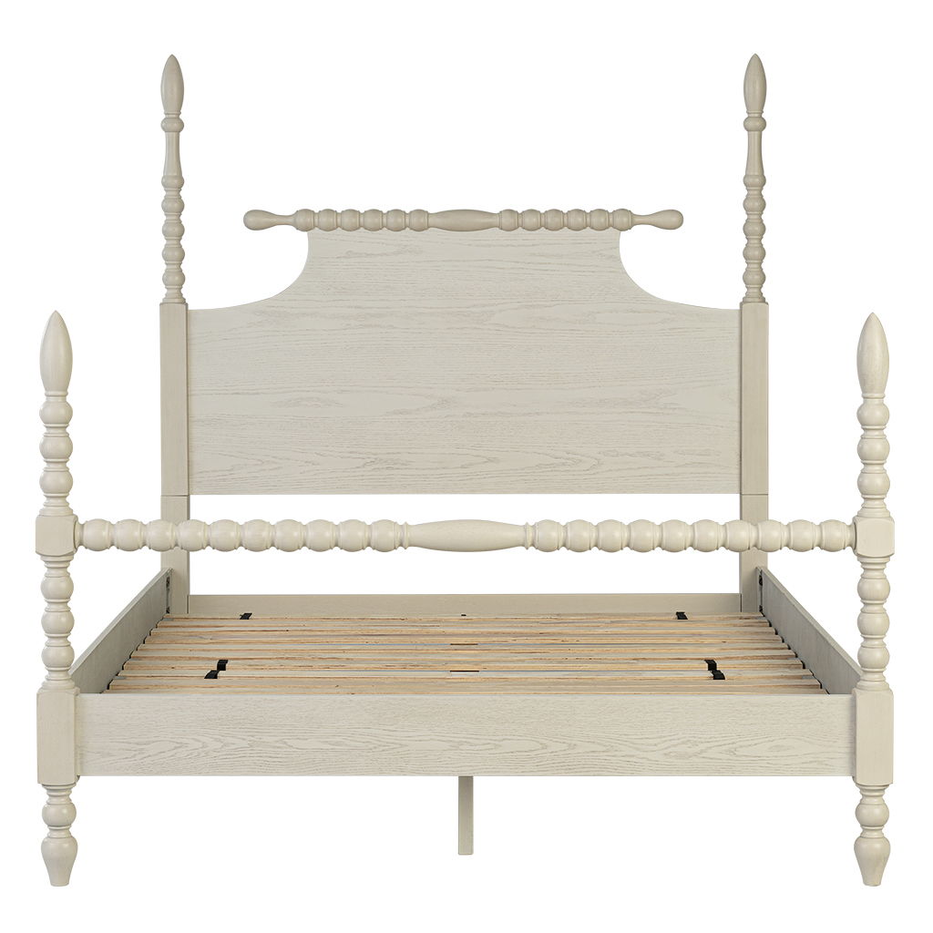 Beckett - Queen Turned Spindle Bed - Antique Cream