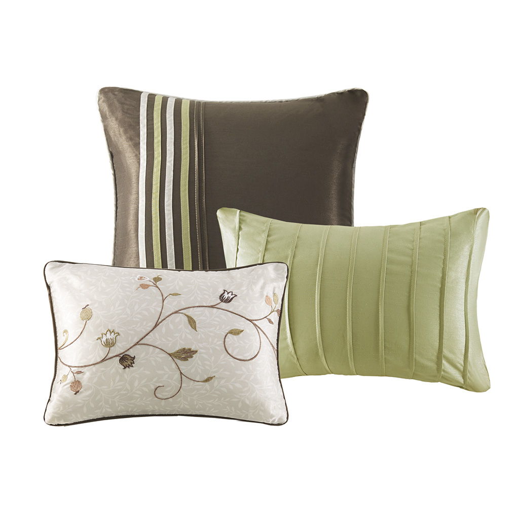 Serene - King Embroidered Piece Comforter (Set of 7) - Green